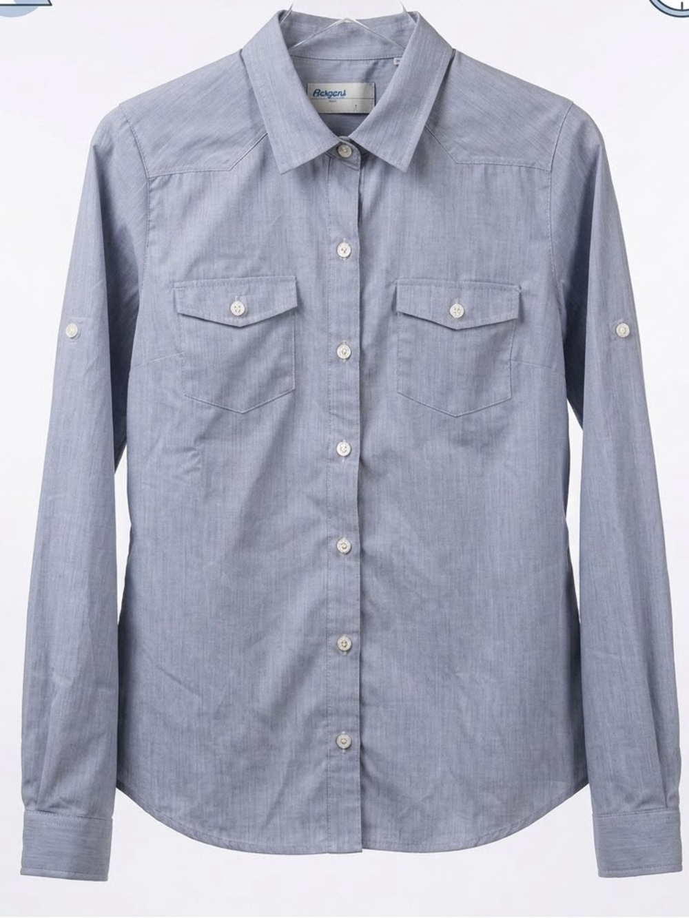 ⁠Bergans of Norway Blue Chambray Button Down Shirt S⁠